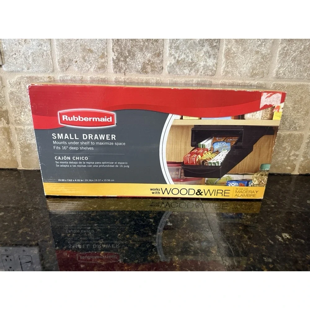 Rubbermaid Small Drawer Under Mount Wood and Wire Shelf 16